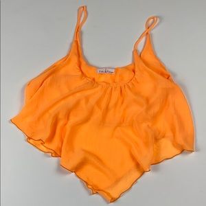 🧡Eiffel Designs neon orange flowy crop top